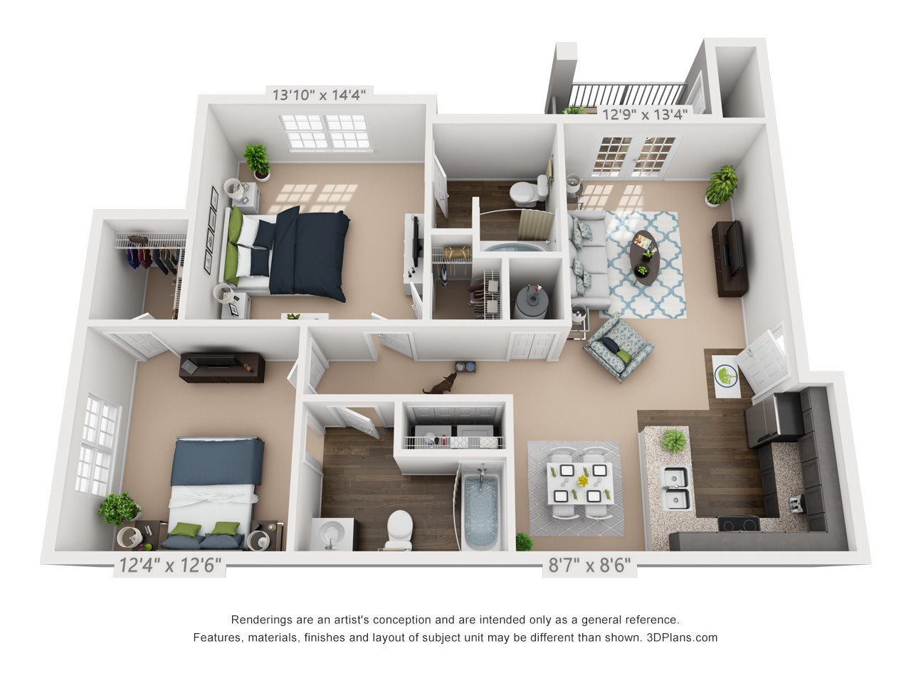 2x2 Floor Plan 2